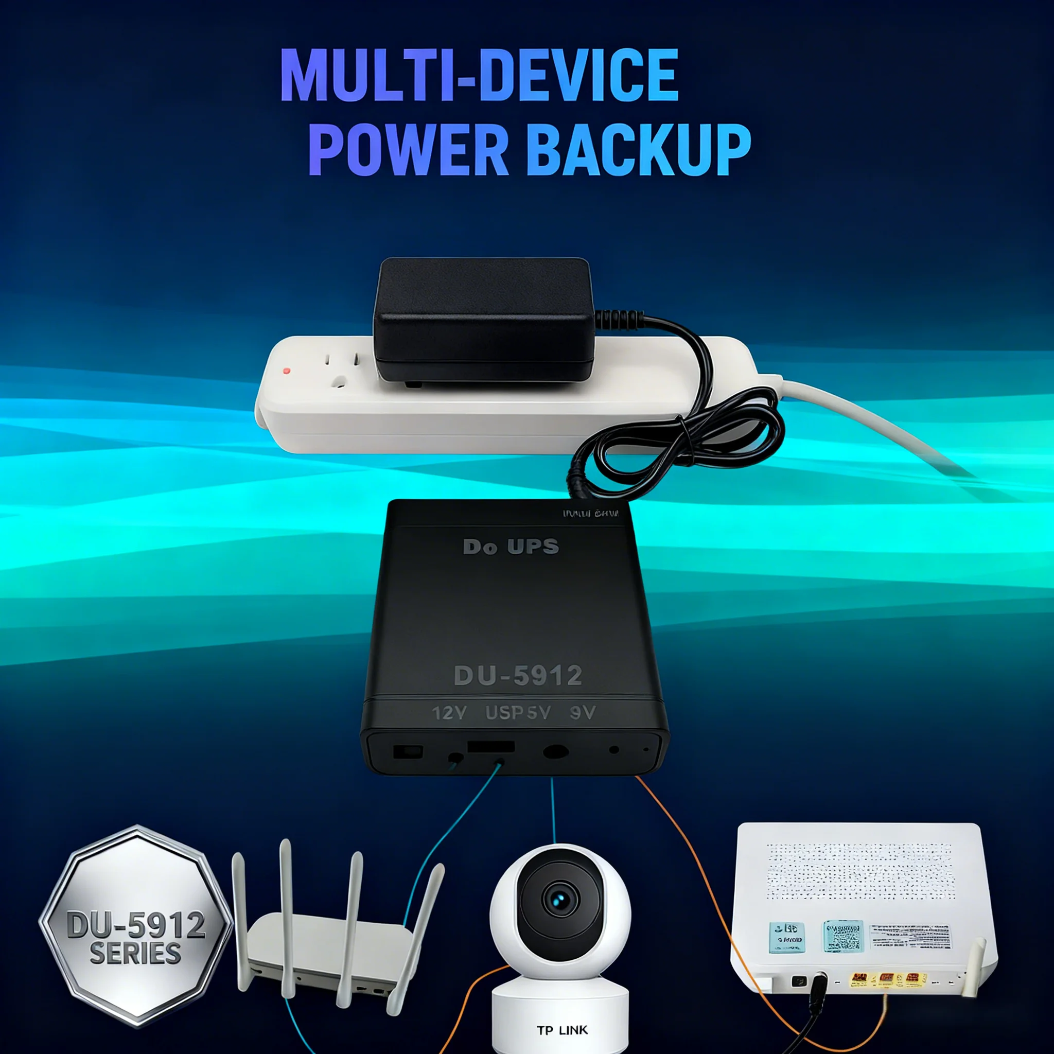 For Winter Backup UPS Power Box 12V 9V 5V Multi Voltage Supports 18650 Flat Top Cells For ONT Router IP Camera No Battery
