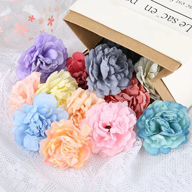 5/10Pcs Bulk 5cm Silk Flower Rose Flowers Heads Artificial Flower Peony For Home Room Wedding Party Decortions Craft Flowers