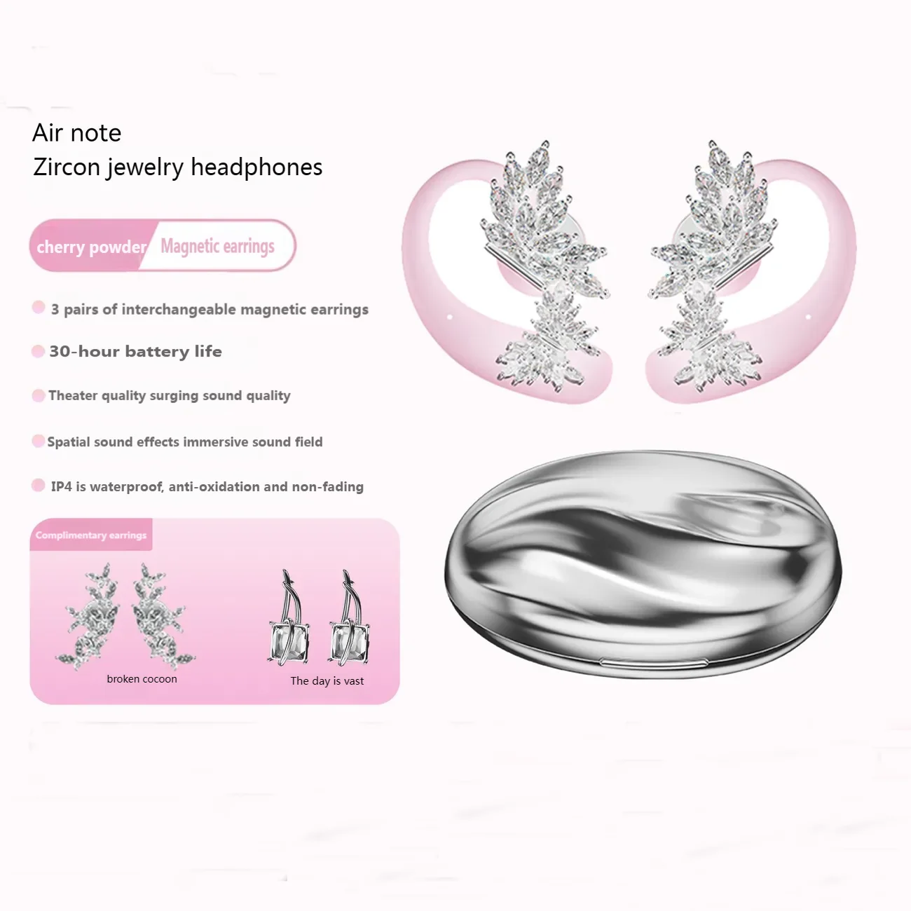 

Bluetooth 5.4 Jewelry Earphones 3 Pairs Of Magnetic Earrings AI Call Noise Reduction Wireless Headphones Girls Earbuds For Sport