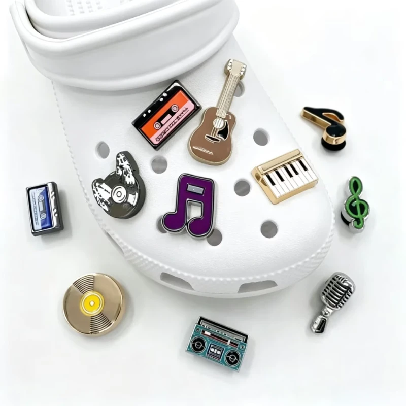 3D Musical Instrument Set Shoe Charms Accessories Piano Violin DIY Clogs Slide Sandals Garden Shoe Decoration Buckles Pins Gifts - view 2
