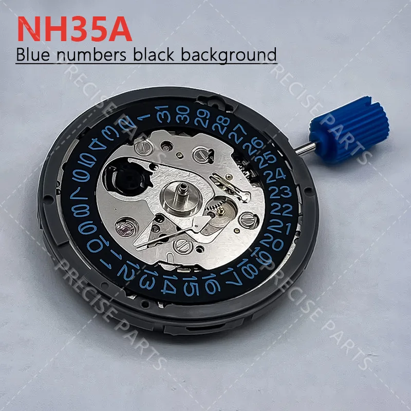 NH35 Movement High Accuracy Mechanical Automatic Watch Blue Numbers On Black Background Wristwatches Watch Wrist for Men