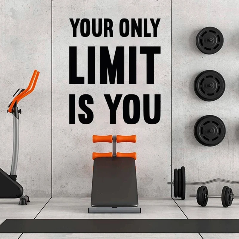 Your Only Limit Is You Gym Wall Decal Motivational Fitness Gym Workout Wall Sticker Exercise Stickers Vinyl Home Gym Decor S226