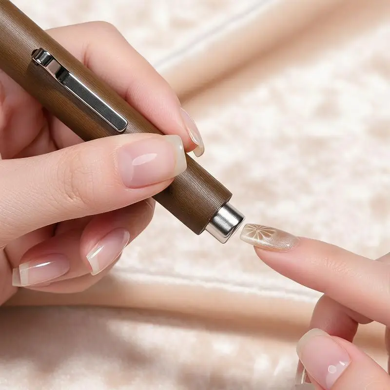 3-in-1 Cat Eye Nail Magnet Wand Wooden Handle Strong Magnetic Stick for DIY Gel Nail Art Home Salon Manicure Use