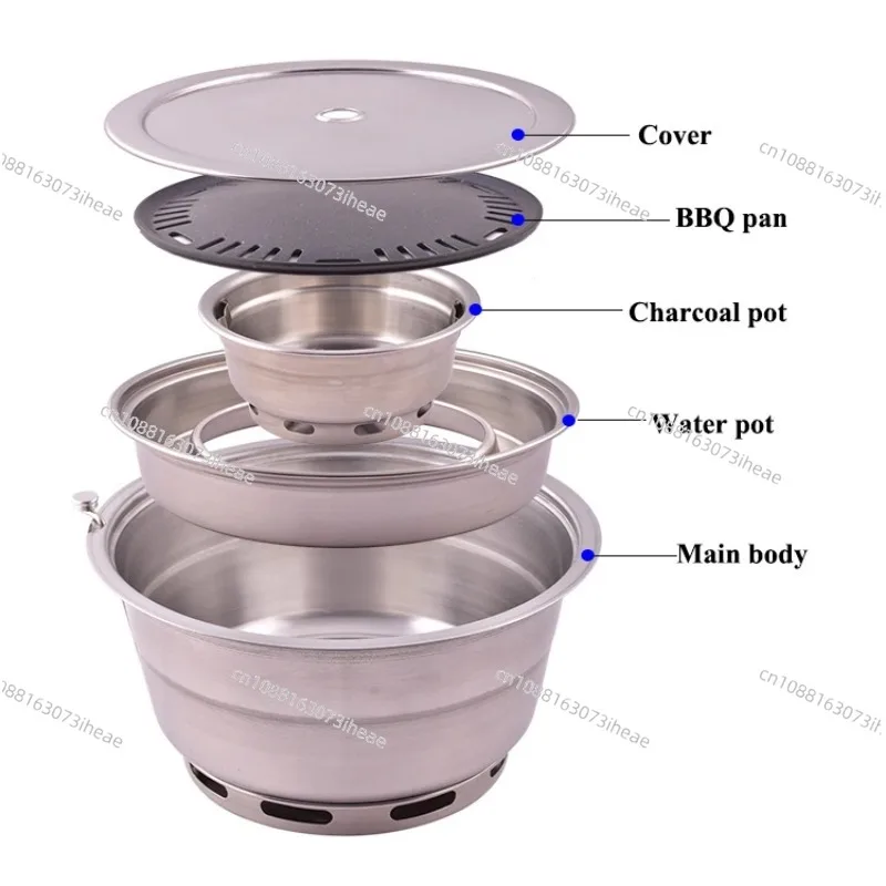 Indoor Smokeless Charcoal and Gas Grill Rotisserie Grill Stainless Steel Korean Charcoal Barbecue Grill