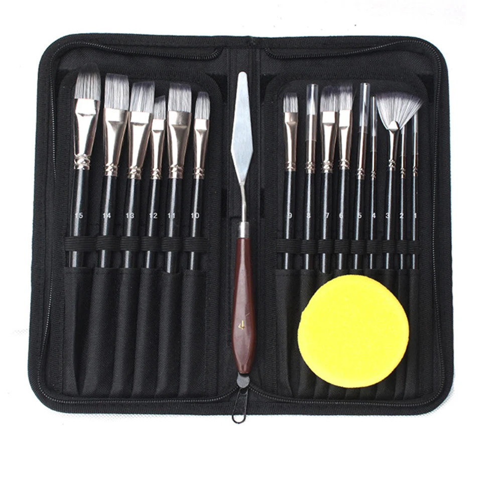 Bview Art 15Pcs Different Shape And Size Artist Paint Brush Set For Acrylic Watercolor Oil painting