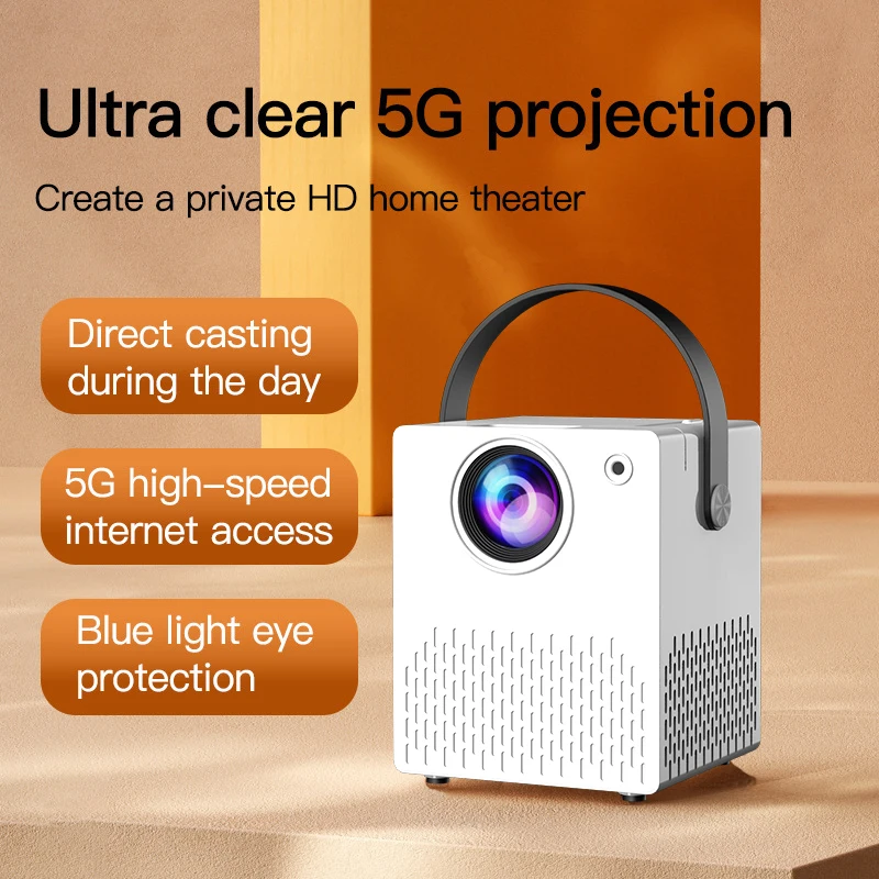 

Mini Portable Projector 720P Native, 180"Flexible Projection Angle, Smart Home Projector Compatible Perect for Home&Easter