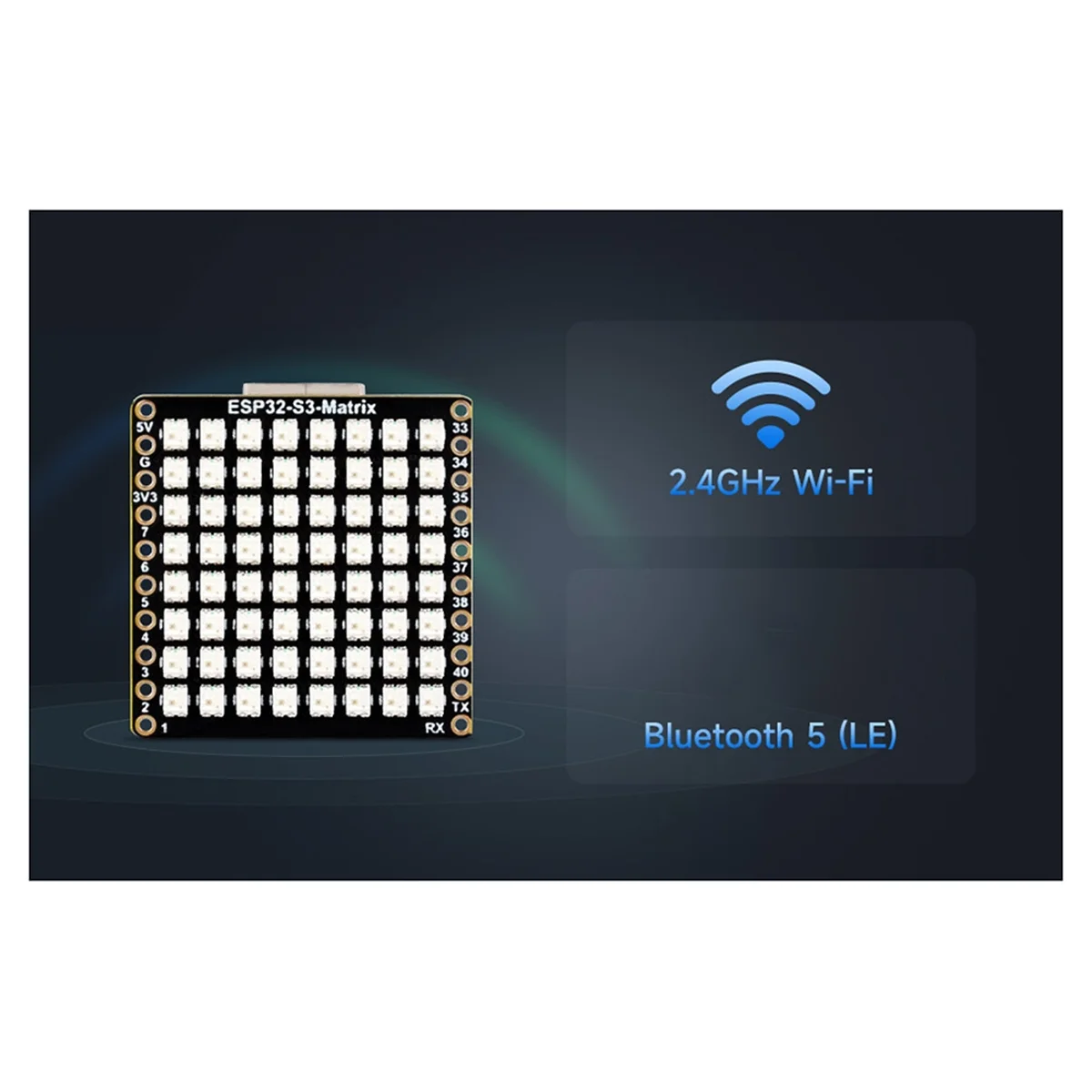 ABGN ESP32-S3 مجلس التنمية واي فاي بلوتوث مصفوفة 8x8 RGB-LED مع QST موقف الدوران الاستشعار QMI8658C لبيثون