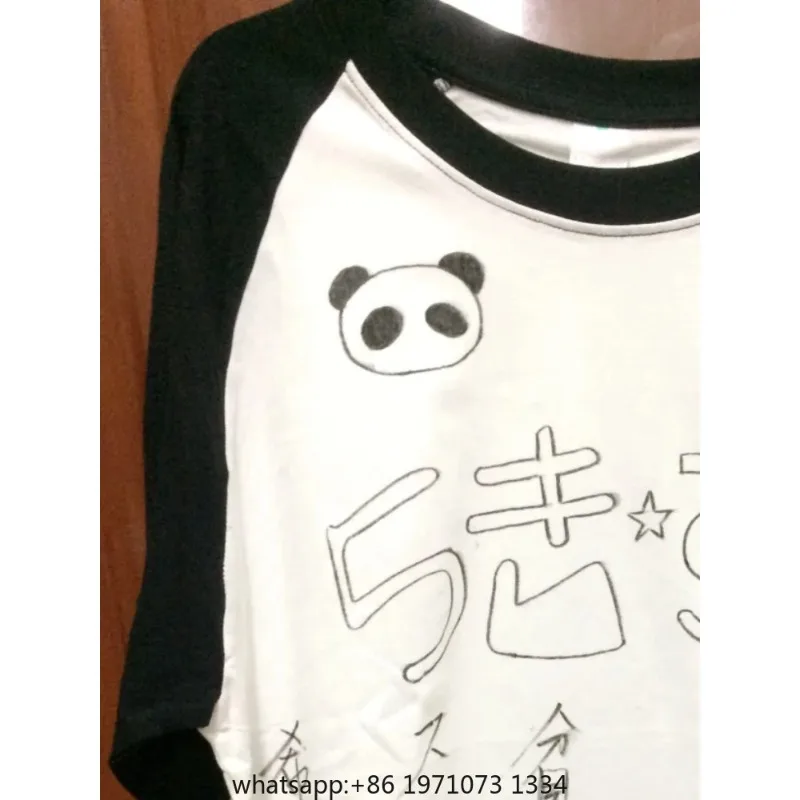 Japanese Casual Contrast Color T-shirt Women Gothic Anime Cartoon Print Loose T Shirts Y2k Aesthetic Fairy Harajuku Grunge Tops