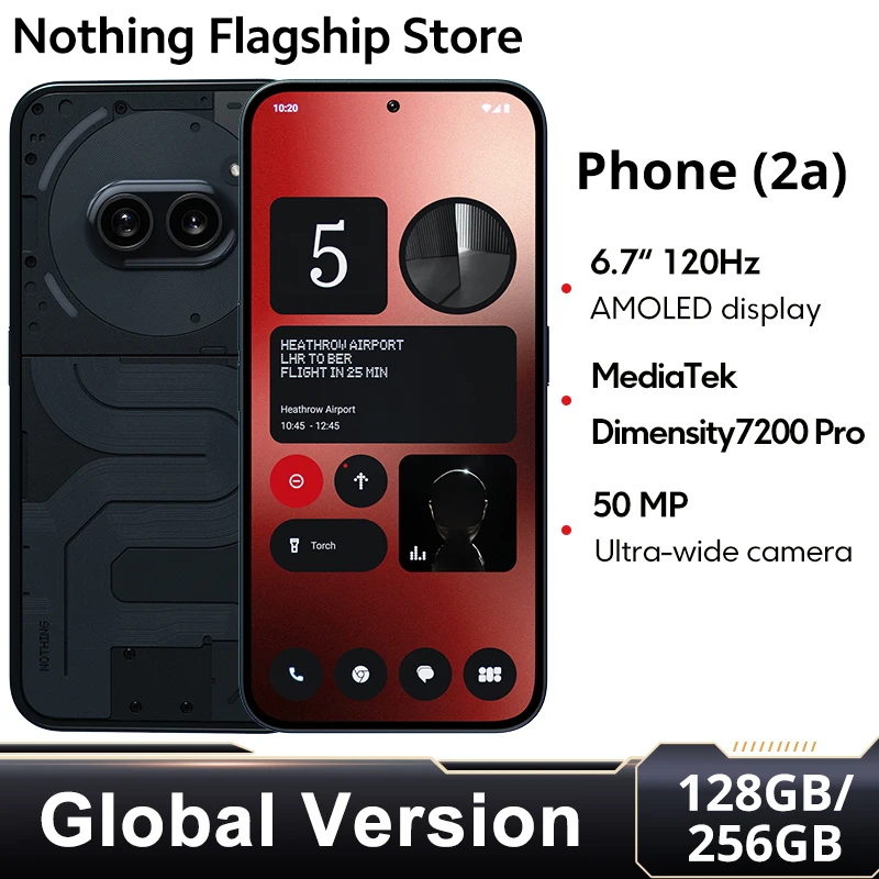 Nothing Phone (2a) Versión global Smartphone Cámaras duales de 50 MP Procesador Dimensity 7200 Pro Pantalla AMOLED flexible de 6,7" y 120 Hz