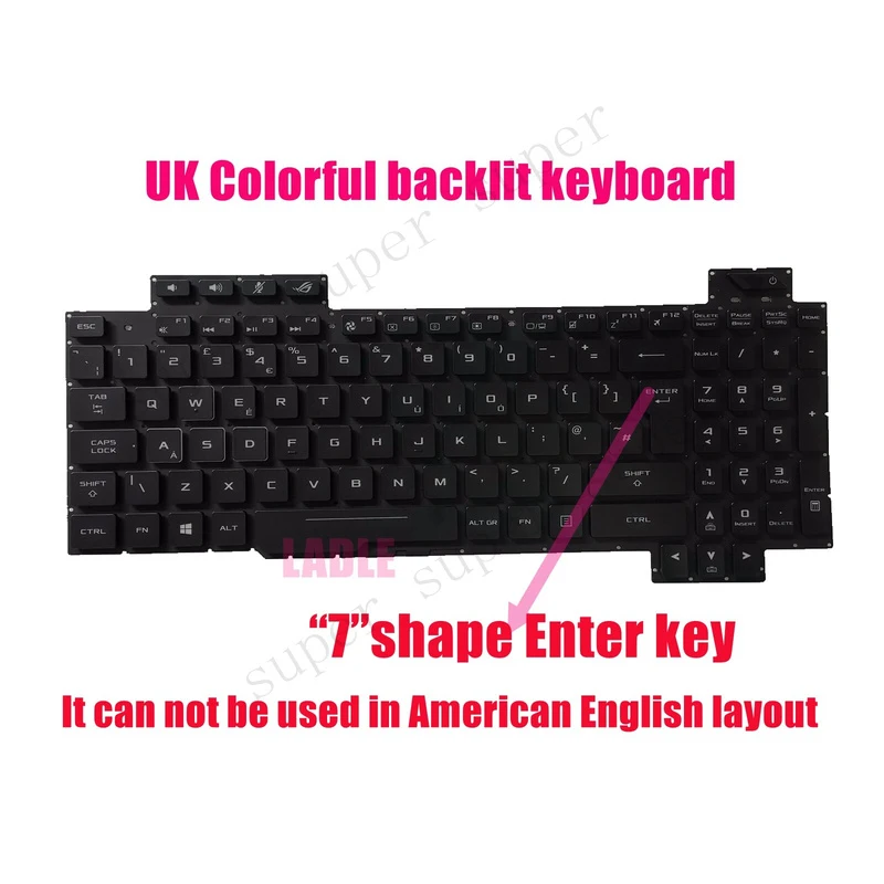 SSS+ UK Colorful backlit keyboard for ASUS GL703GM GL703GS