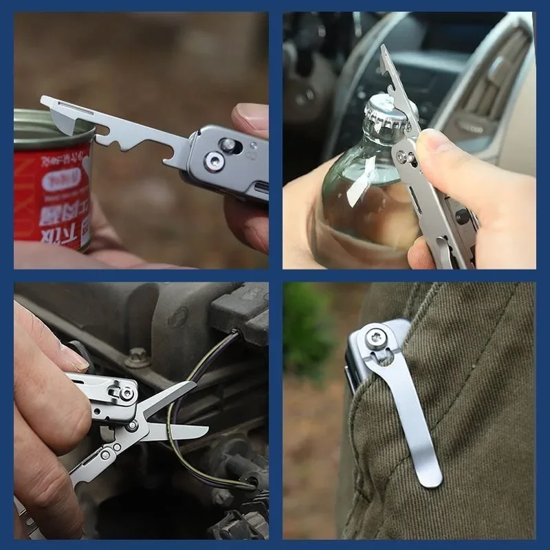 BHBT 14-in-1 EDC Multitool with Detachable Scissors Men Portable Survival Hand Tools Outdoor Camping Equipment