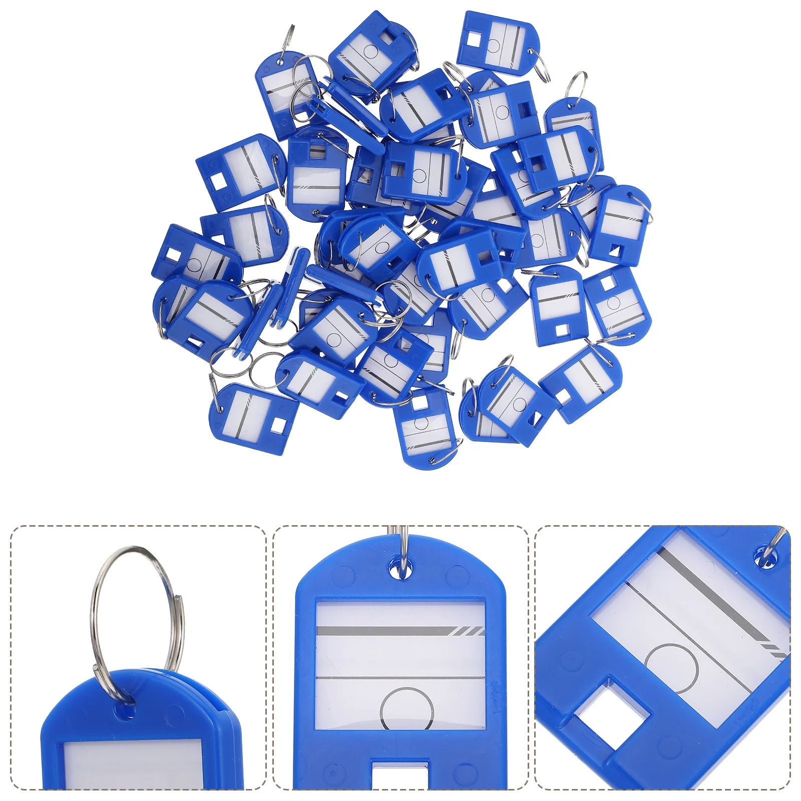50 قطعة العلامات الرئيسية البلاستيك مفتاح معرف تسميات قابلة لإعادة الاستخدام غير قابل للصدأ سبليت حلقة سلاسل المفاتيح للأمتعة فندق رياضة ساونا عنبر #5