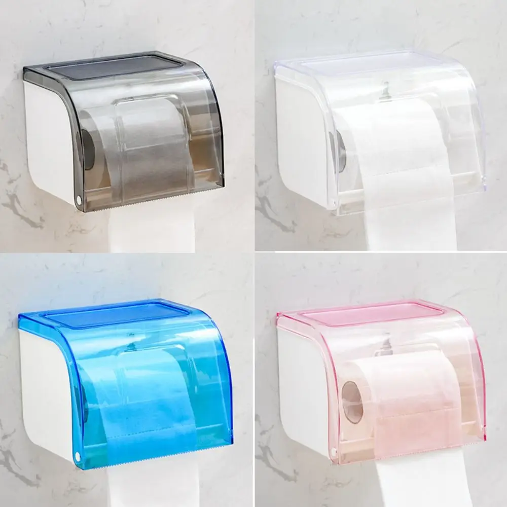 Waterproof Toilet Paper Holder Strong Bearing Capacity Self Adhesive Bathroom Tissue Box Widen Paper Outlet Space-Saving