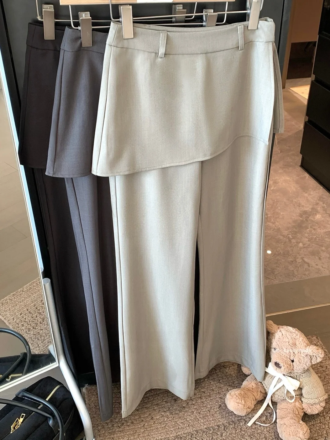 

High Waist Wide Leg Casual Pants Women's Spring Suit Pants Drapey Fake Two-Piece Pants Versatile Floor-Length Pants