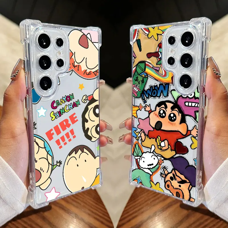 

Crayons-Shin-chans Cartoon Clear Phone Case For Samsung Galaxy S26 S25 S24 Ultra S23 S22 Plus S21 S20 FE 5G Soft Silicone Cover