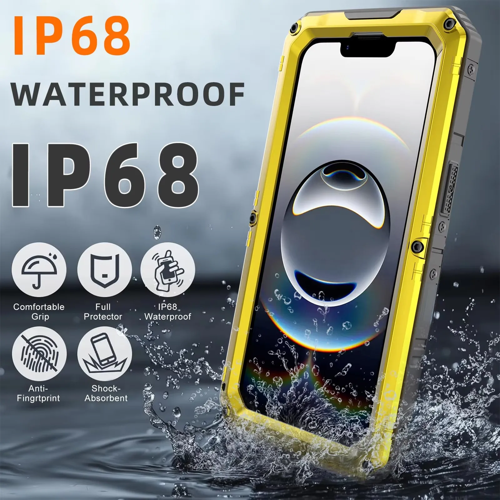 

IP68 Waterproof Underwater Heavy Shockproof Metal Cover Glass Screen Protector Case for iPhone 16e 16 Pro Max 16 Plus Cases
