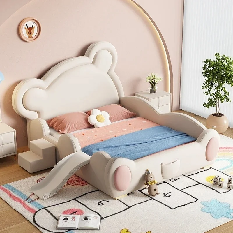 European Soft Girl Double Bed Kids Modern Luxury Loft Baby Double Bed Frame Queen Lit Trendy Letto Matrimoniale Unique Furniture