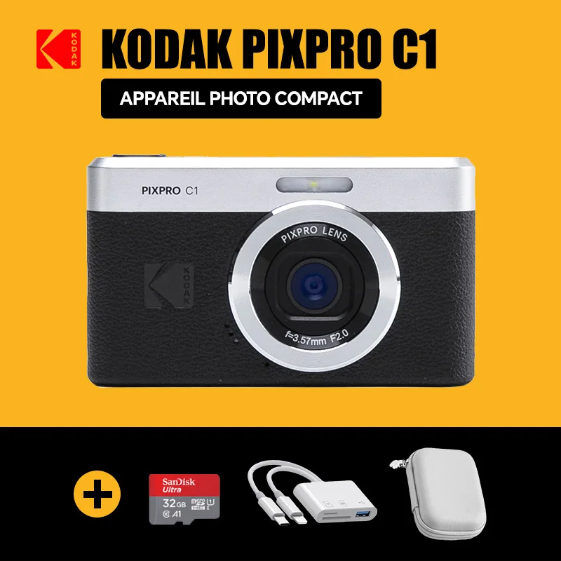 Cámara Digital KODAK PIXPRO C1 Todo en Uno con Sensor de 13MP, Lente de Enfoque Fijo de 26mm y 180 °   Pantalla LCD inclinable (no Kodak PIXPRO FZ55)