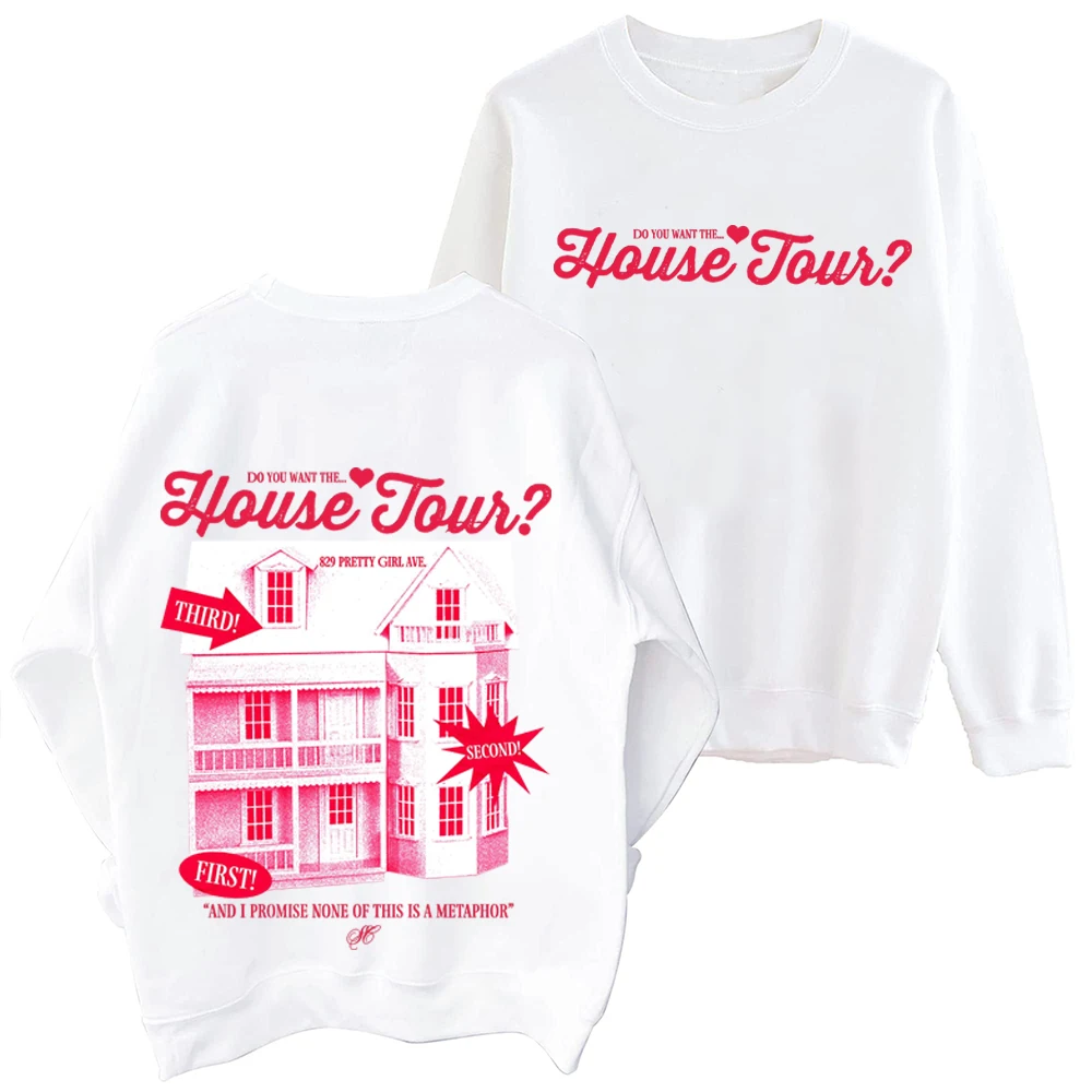 سويت شيرت سابرينا كاربنتر هاوس تور هاراجوكو بياقة دائرية وأكمام طويلة وقلنسوة كبيرة الحجم #2