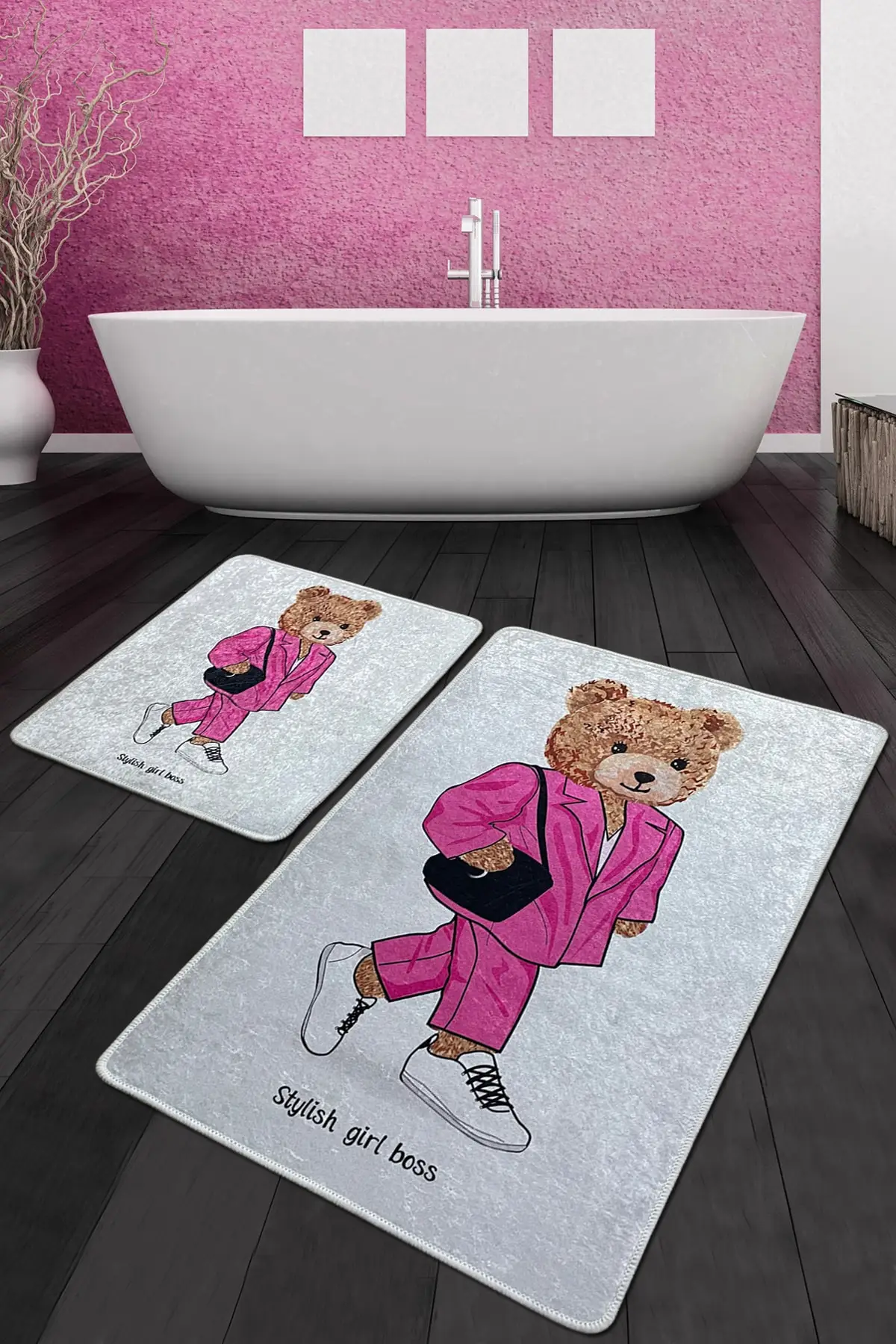 Boss Girl Bathroom Carpet Set Djt 2 of Super Absorbent Floor Anti Slip Quick Drying Bathroom Mat Floor Carpet Easy to Clean