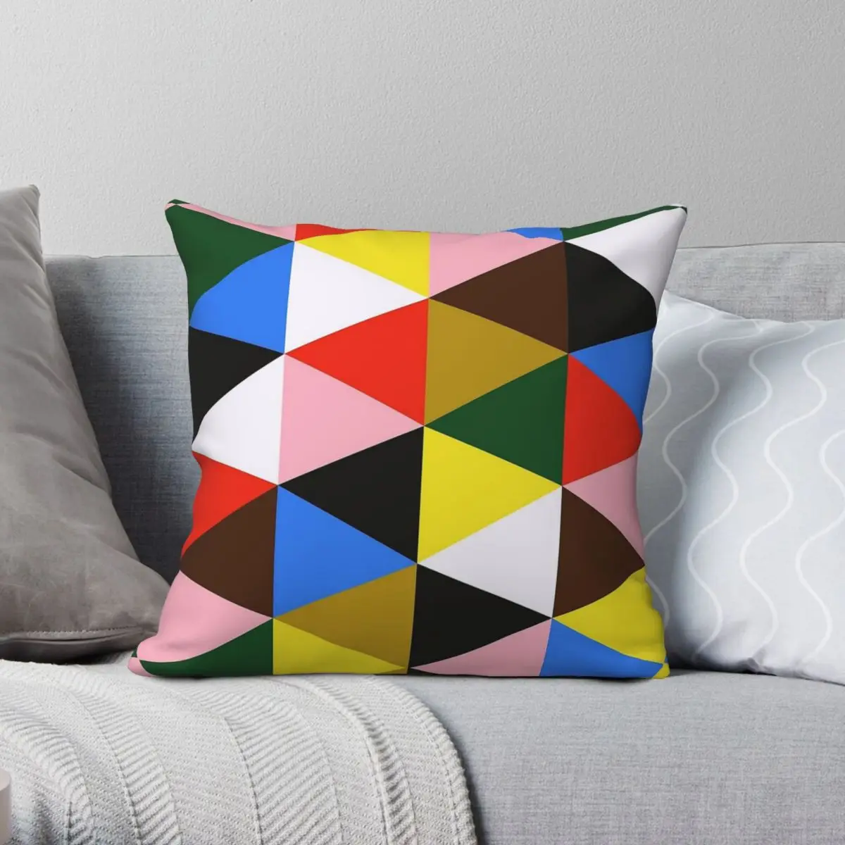 Abstract Hexagon Triangles Square Pillowcase Polyester Linen Velvet Pattern Zip Decor Home Cushion Cover Wholesale 45x45