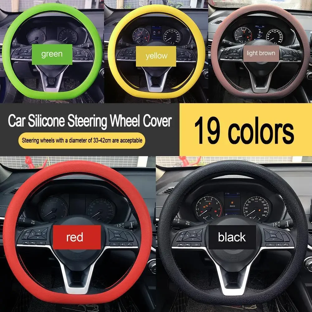 Sporty Thickened Silicone Steering Wheel Cover Universal Car D-Shaped Anti-Scald Sun-Proof Wear-Resistant Handpiece
