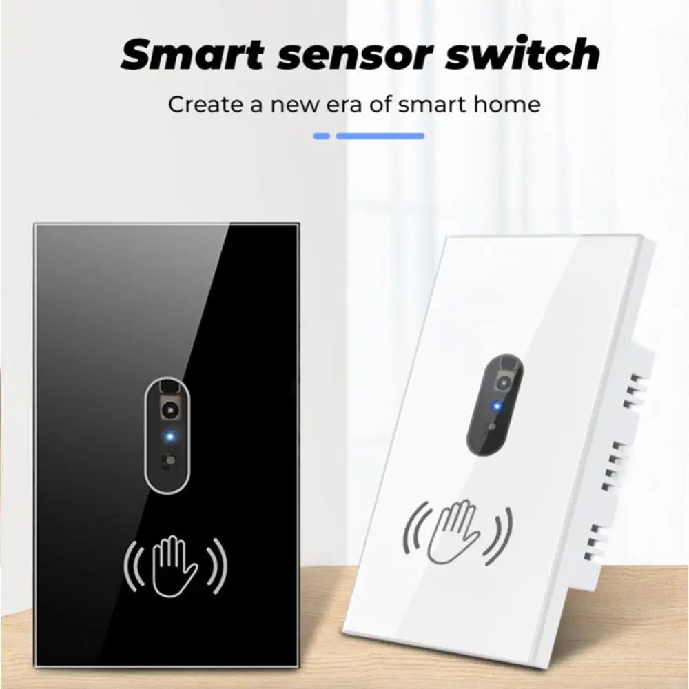 US Infrared Wall Smart Light Switch No Need Touch IR Sensor Glass Screen Panel Infrared Human Body Detection Auto On Off