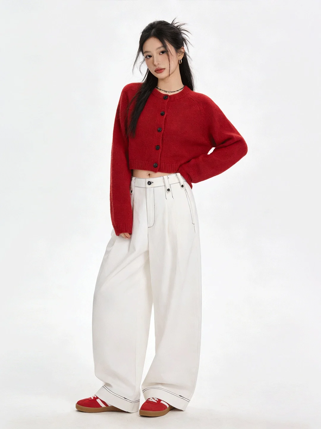 

White Soft Wide Leg Jeans High Waist Loose Slimming Casual Knife Pants Commute Versatile Women's Korean Sle Denim
