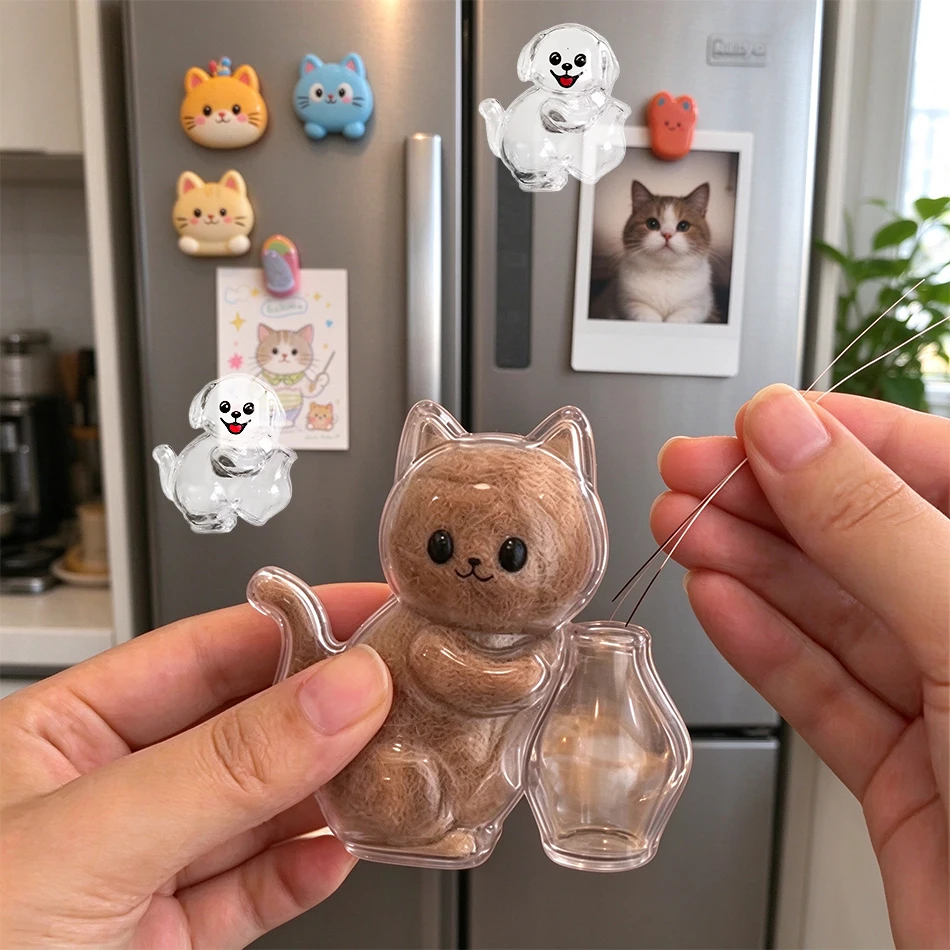 1-3pcs Cat Hair Storage Fridge Magnet Clear Capsule DIY Pet Memorial Whisker Holder Pet Fur Keepsake Souvenir for Pet Loss Gift
