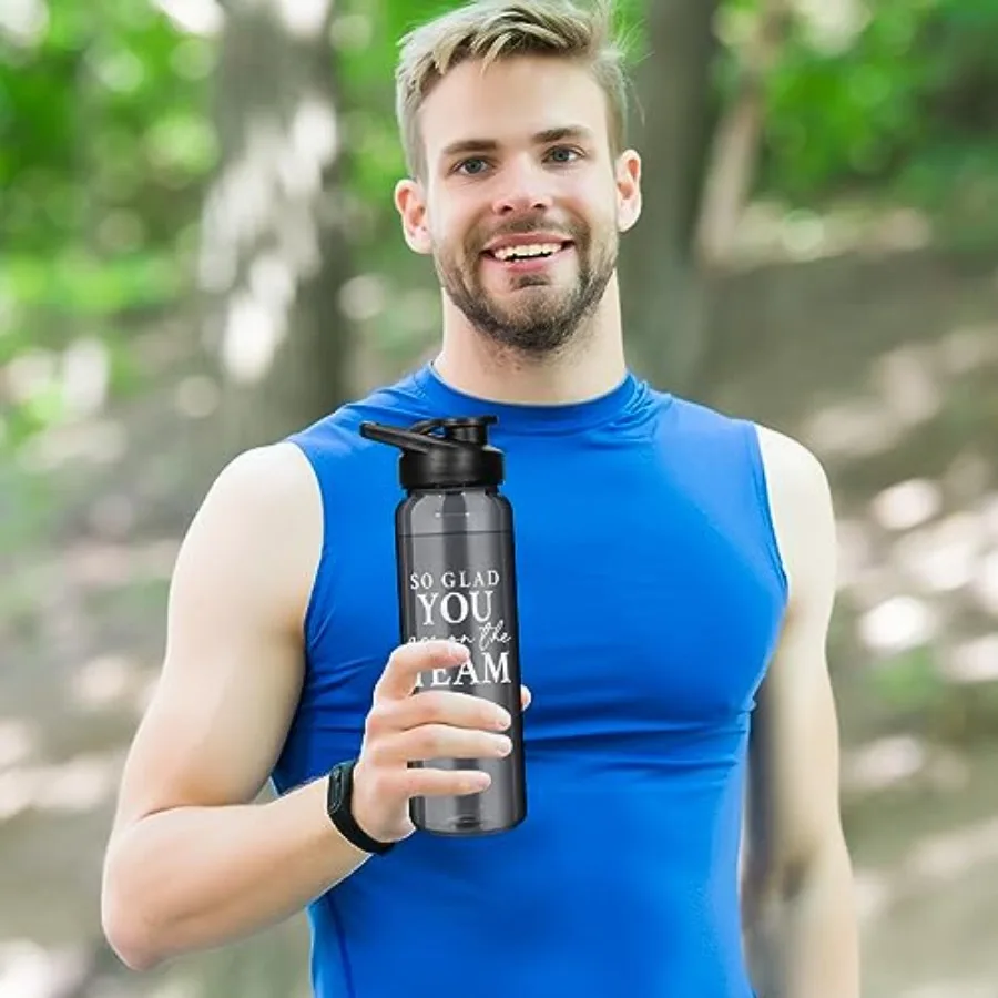 24 Pcs Employee Appreciation Gifts Thank You Bottles 12 Plastic 24 oz Sports Water Bottles and 12 Silicone Keychain Staff Inspi