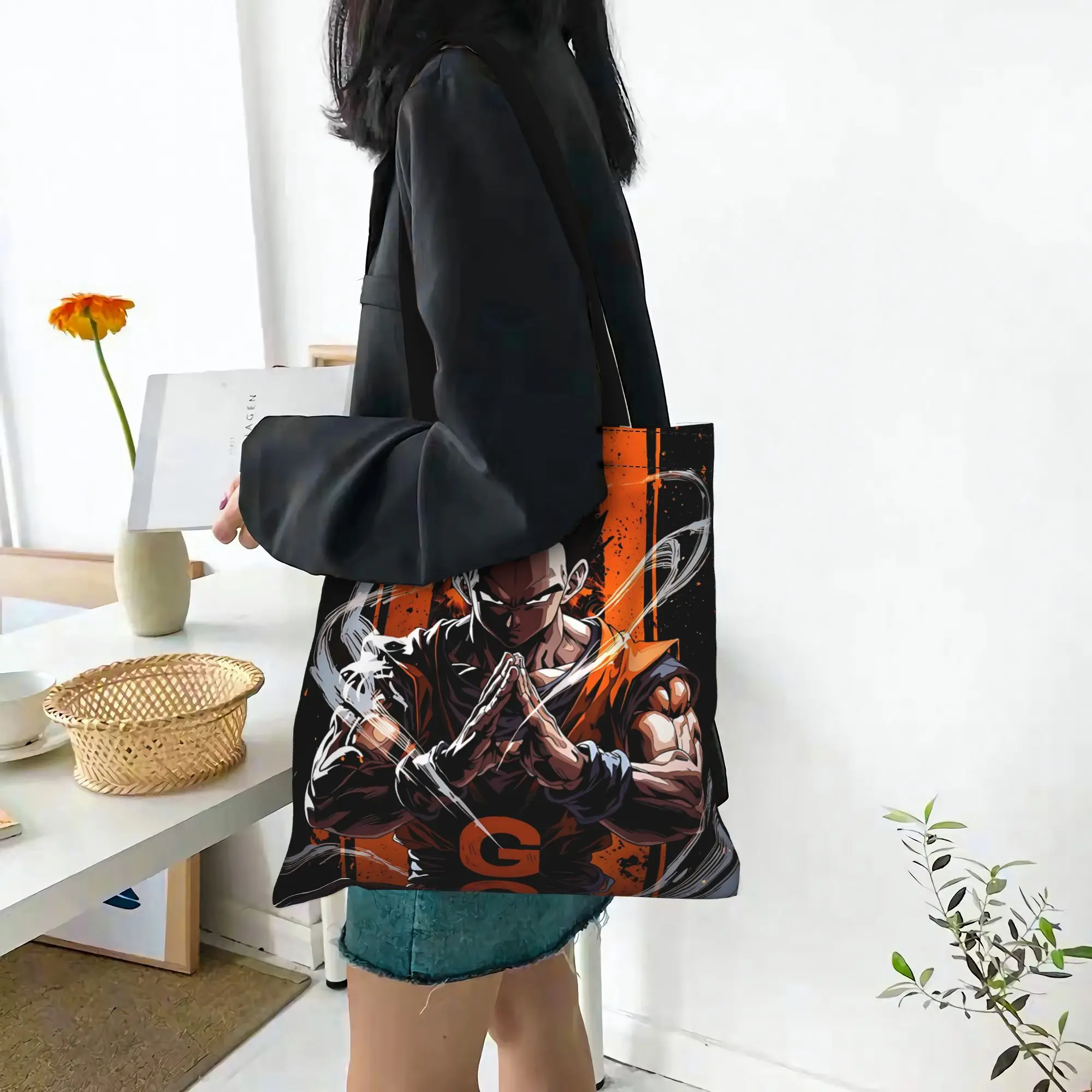 Fashion Dragon Ball Theme Women's Bag Shopping Bag  Canvas Tote Bag Women'S Shoulder Handbag Christmas Gift