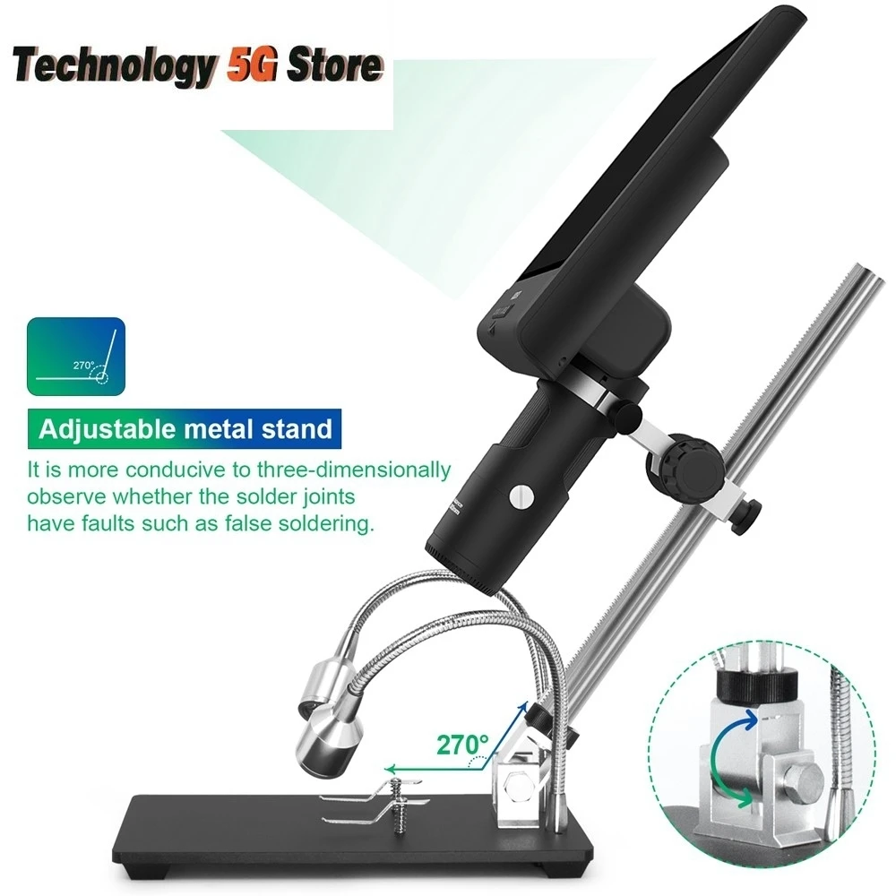 Andonstar AD209 Microscópio digital com tela LCD de 10 polegadas para reparo de telefone, artes e ofícios/miniatura
