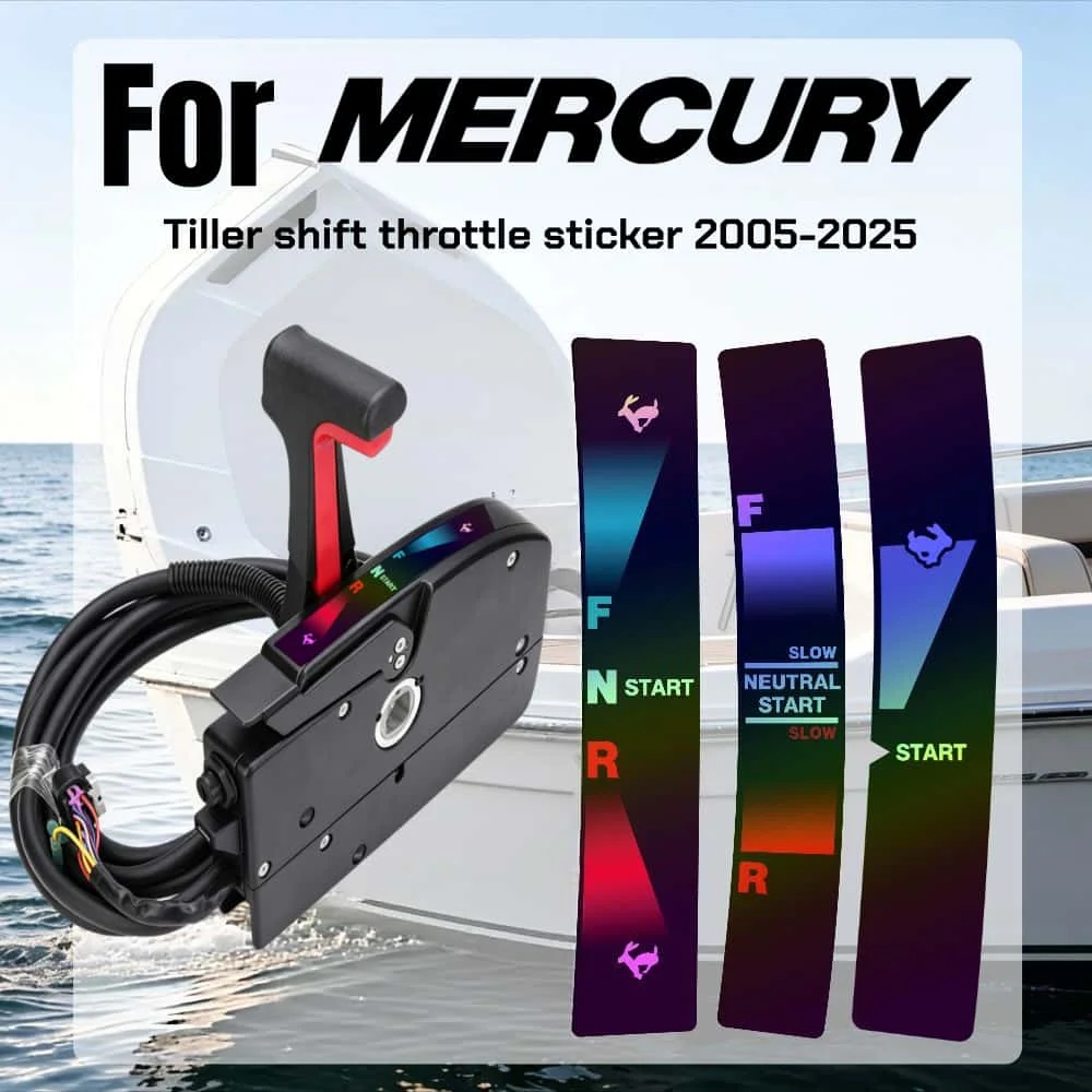 Outboard Engine Tiller Shift Rabbit Throttle Waterproof Reflective Decorative Decal Yacht Accessories for Mercury 2005-2025