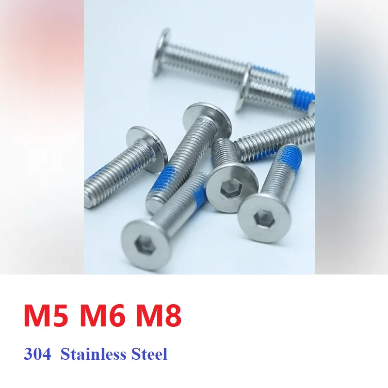 Ultra Thin Flat Head Bolt M5 M6 M8 Dispensing Anti-loose Anti-skid Screws  Stainless Steel 304 Hex Hexagon Socket Screw