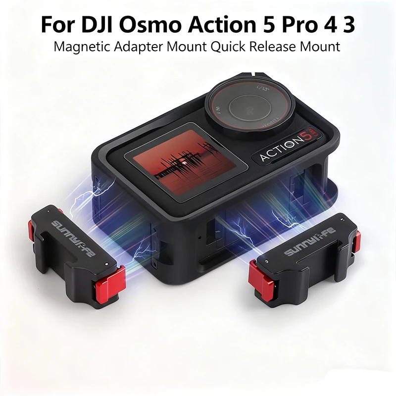 

Magnetic Adapter Mount Quick Release Mount Base with Cold Shoe Camera Tripod Adapter Mount for DJI Osmo Action 5 Pro 4 3