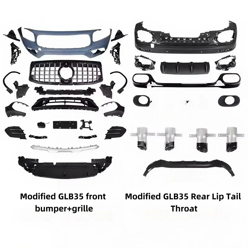 مناسبة ل GLB200 220 180 تعديل GLB35 المصد الأمامي المحيطي GT مصبغة الشفة الخلفية والحلق