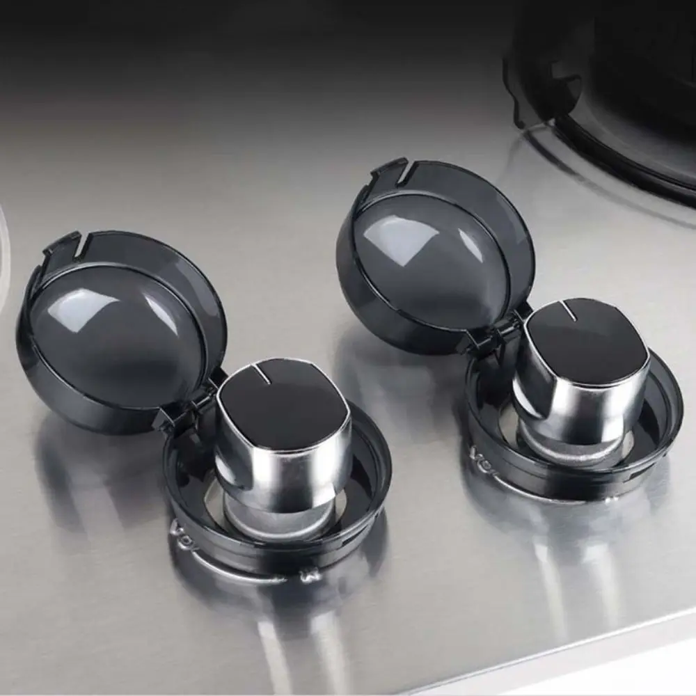 High Temperature Resistance Stove Knob Gas Cover Transparent Self-adhesive Oven Guard Lock Lid PC Kitchen Knobs Protector