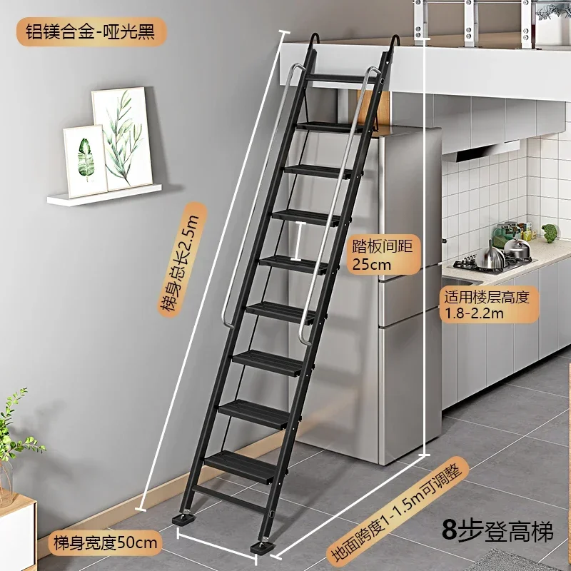 Domestic aluminum alloy attic ladder ten-step escalator indoor thickening engineering ladder mobile telescopic pavilion stairs