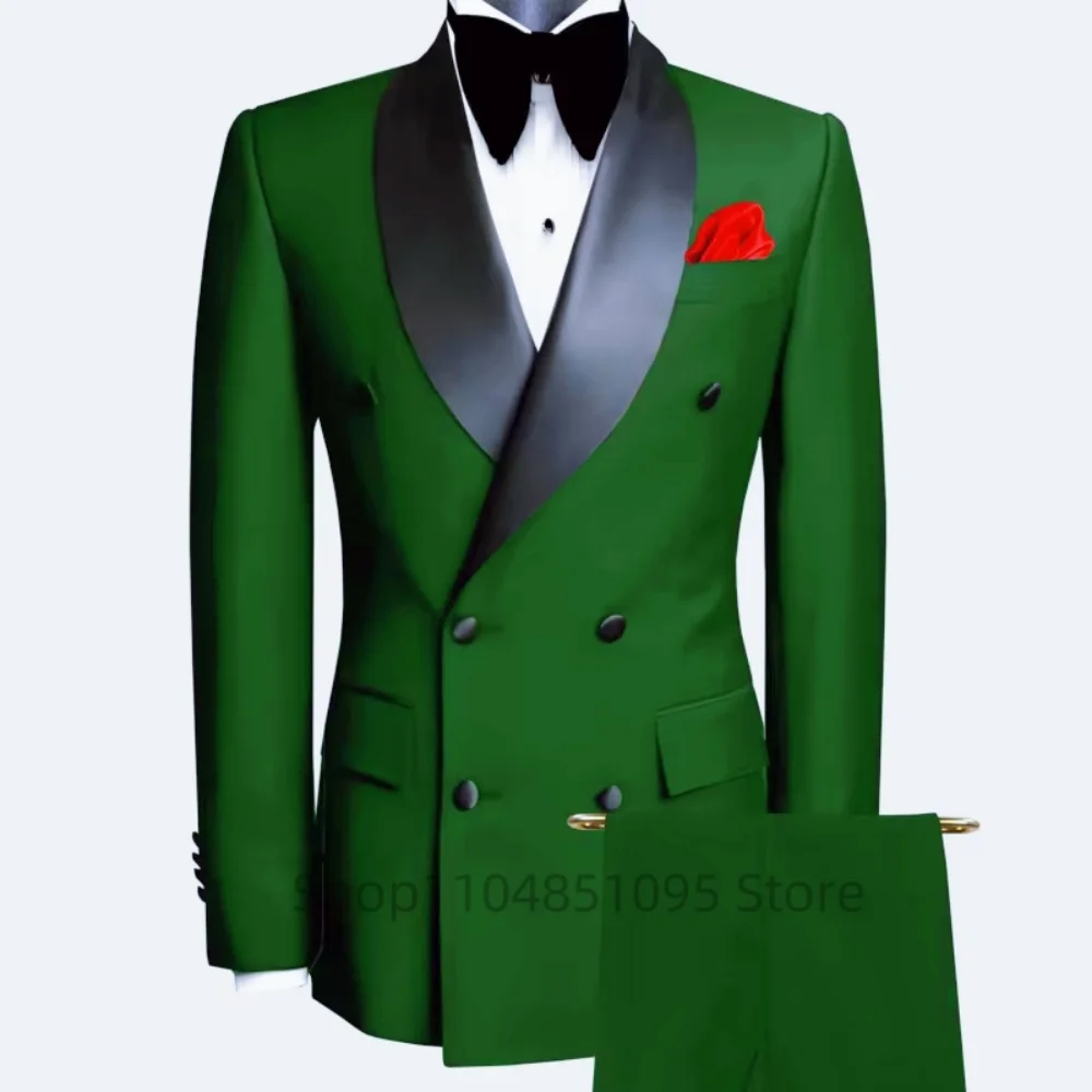 

Men's two-piece suit, best man, groom, wedding formal wear, slim fit, notched lapel, double-breasted jacket, trousers, business