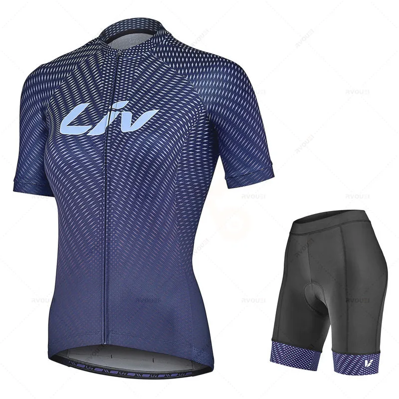 Liv Racing Cycling Jersey Set for Women, Short Sleeve Shirt, Bicycle Clothing, Summer, MTB Maillot Ciclismo, Bike Bib Shorts Set