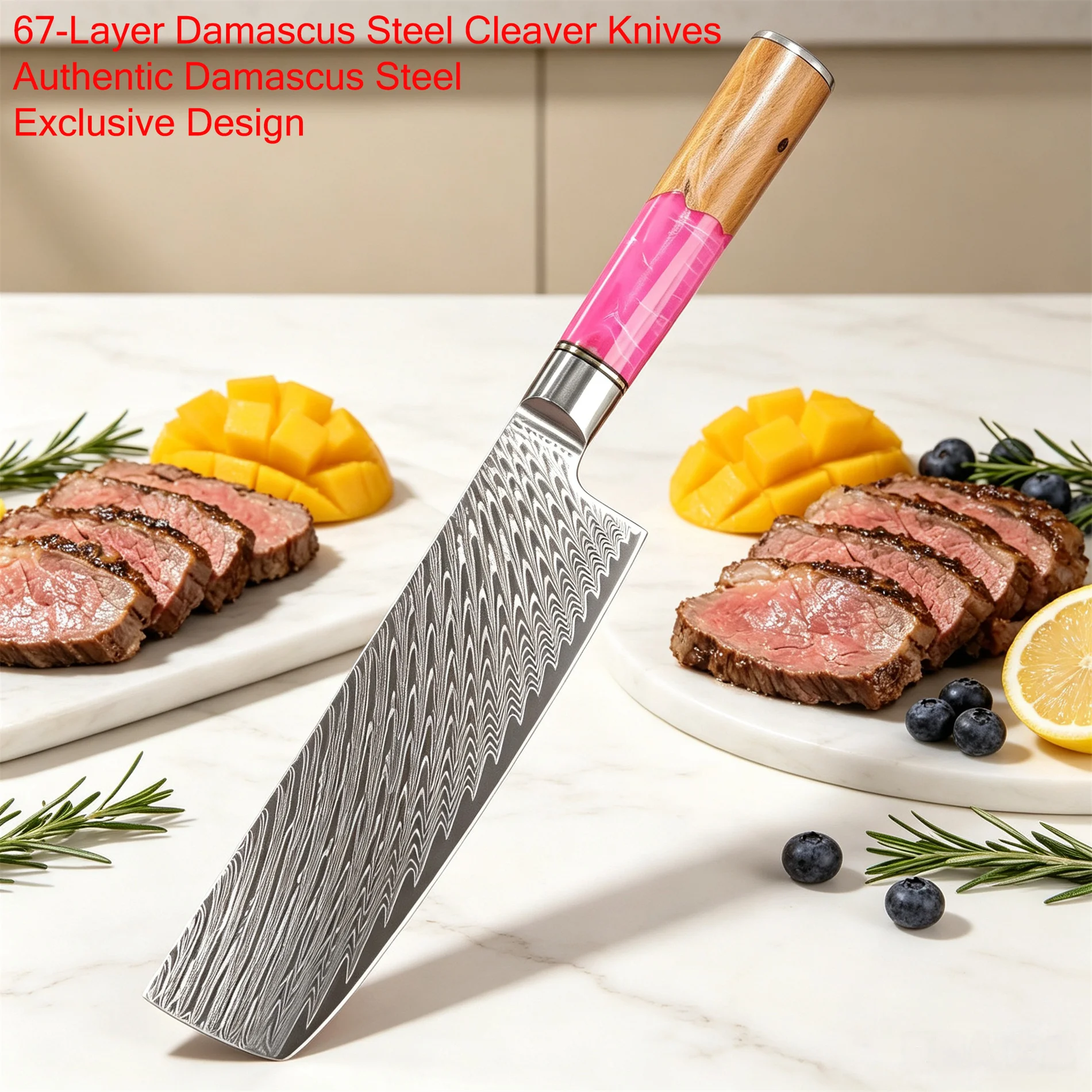 Damascus Steel Japanese 67 Layer Nakiri Knife Chef Knife Steak Vegetables Slicing Cutting Knife Home Cooking Kitchen Stuff Tools