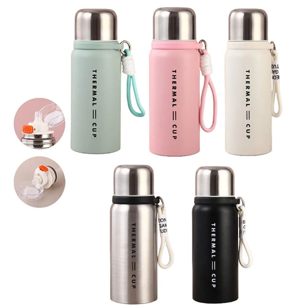 

600ml Vacuum Insulated Cup 316 Stainless Steel Portable Thermos Bottle with Straw Drinking Cup Leak-proof Sports Water Bottle