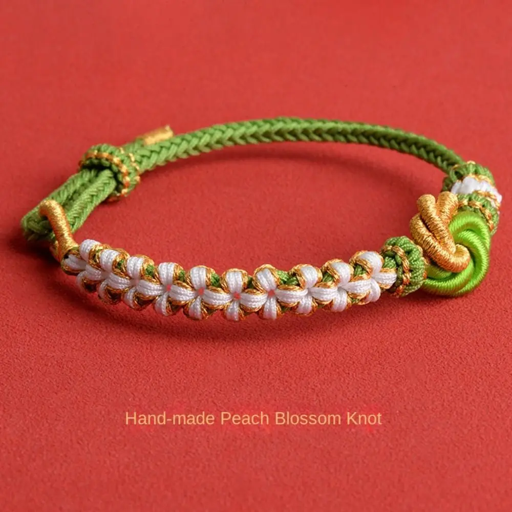 Colorful Lucky Handwoven Peach Blossom Concentric Knot Eight Strand Braid Beaded Cord Couple Bracelet DIY Jewelry Accessories