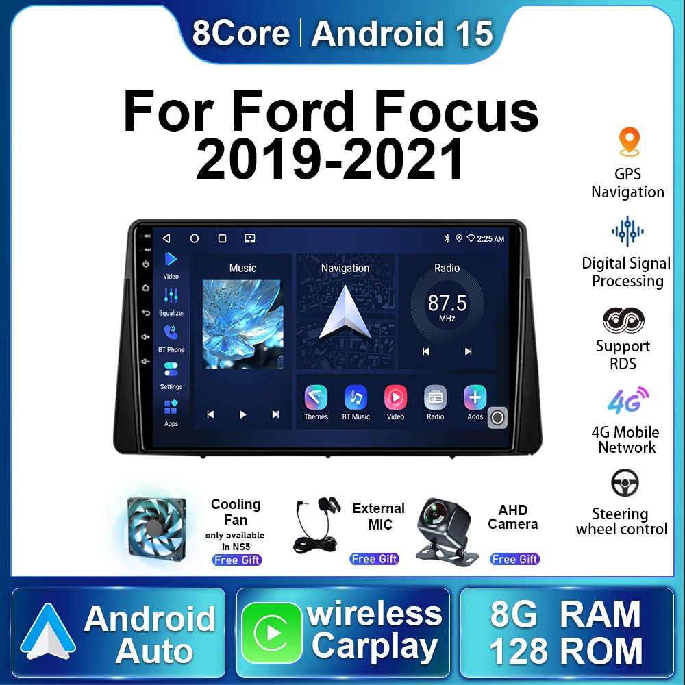 

Автомобильное радио для Ford Focus 2019 2020 2021, Android15, авторадио, мультимедийный видеоплеер, стерео, авто беспроводной Carplay, навигация, GPS