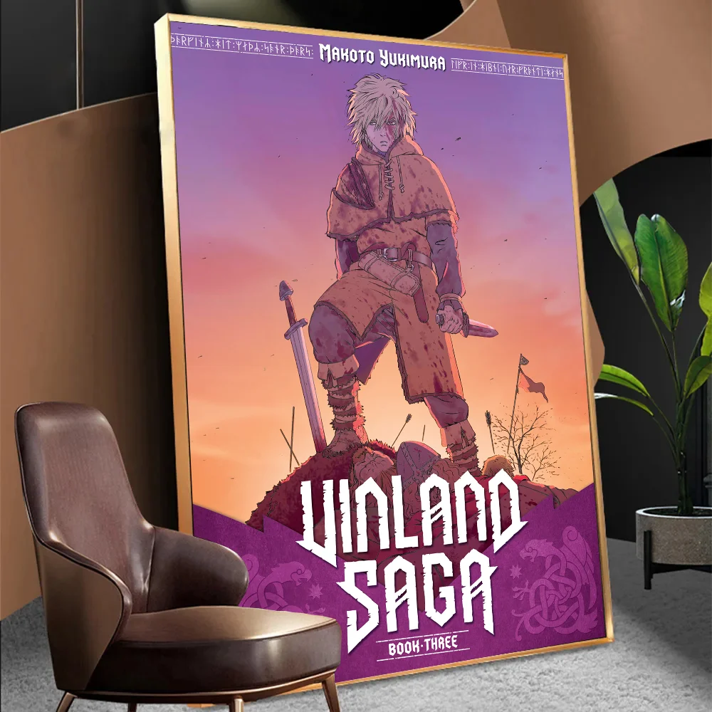 Anime Vinland Saga Self-adhesive Art Poster Retro Kraft Paper Sticker DIY Room Bar Cafe Stickers Wall Painting