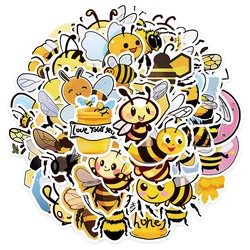 50pcs Cute Cartoon Honey Bee Vinyl Laptop Decals Insect Stickers For Luggage Phone Guitar Bicycle Car Waterproof Graffiti