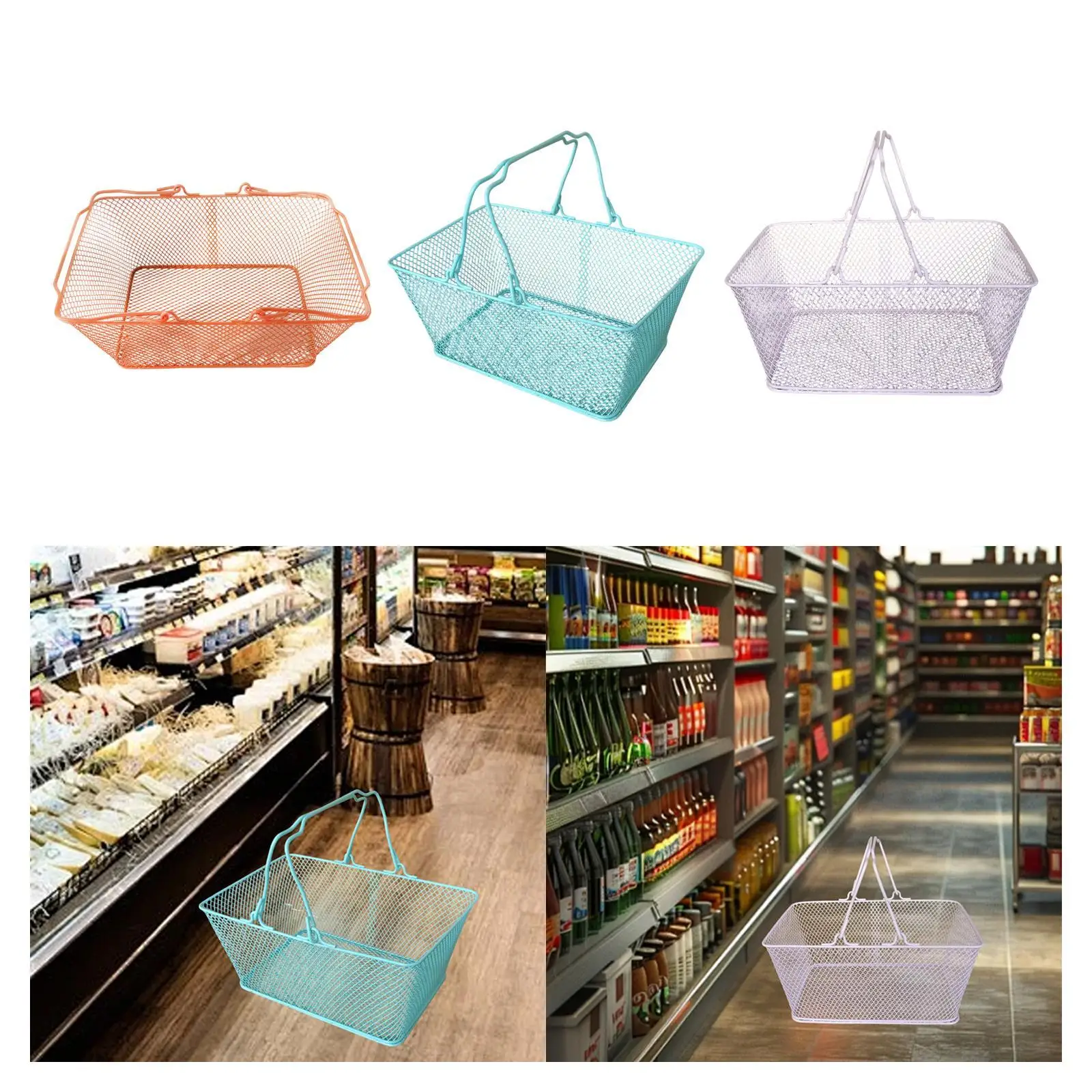 

Shopping Basket with Handle Grocery Basket for Bookstore Kitchen Flower Stop