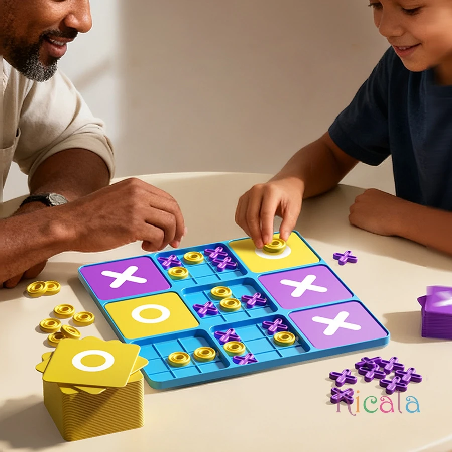 어린이 틱택토 보드 게임 테이블 장난감 논리적 사고 도전 두뇌 게임 부모-자녀 상호작용 전략 장난감 크리스마스 선물