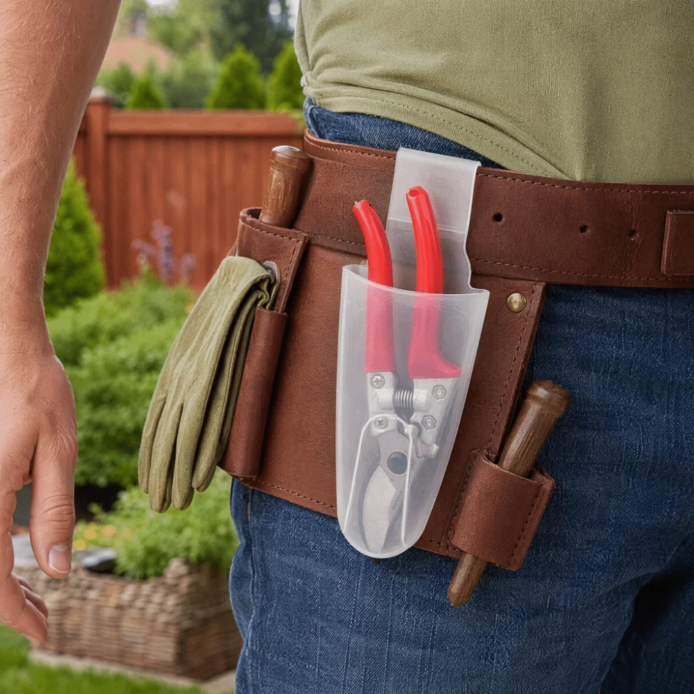 3Pcs Waist-Mounted Pruning Shears Belt Bag Transparent Frosted Durable Pruning Shears Organizer Reusable Portable