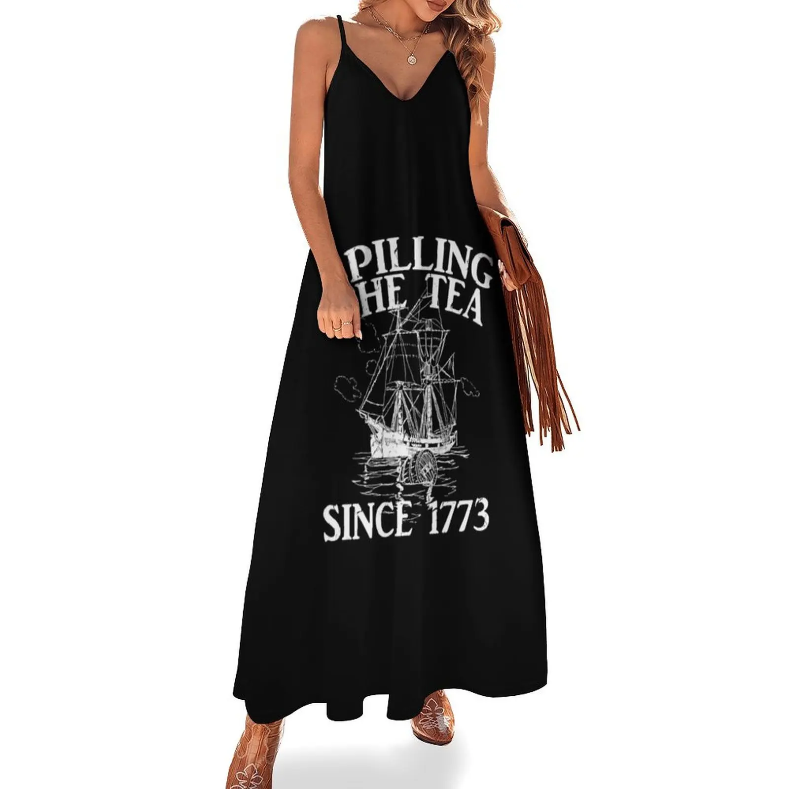 

Spilling The Tea Since 1773 American History Teacher Sleeveless Long Dress women formal occasion dresses Woman fashion Dress